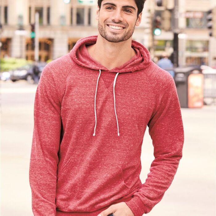 Snow Heather French Terry Raglan Hooded Sweatshirt Thumbnail