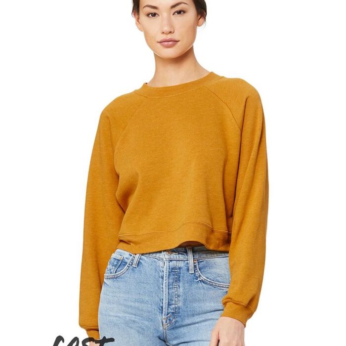 Women's Crop Raglan Fleece Crewneck Sweatshirt Thumbnail
