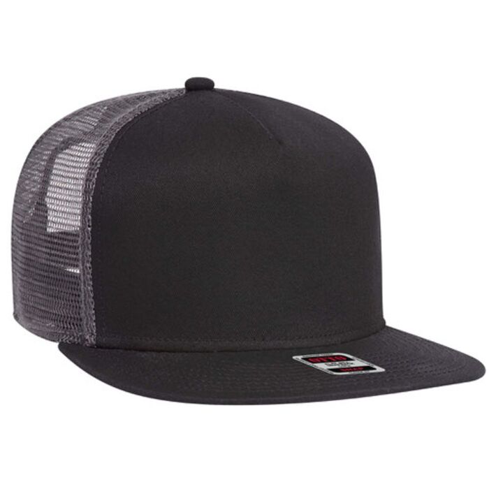 OTTO Superior Cotton Twill Round Flat Visor "OTTO SNAP" Five Panel Pro Style Mesh Back Trucker Snapb Thumbnail